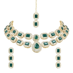 I Jewels Gold Plated Traditional Stone Valentine special Necklace With