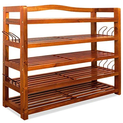APRODZ WOODEN SHOE RACK 5 TIER STORAGE CABINET WOOD SHELF FOR HALLWAY