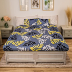Status Contract 2024 Cotton Rich Double Fitted Bedsheet with 2 Pillow