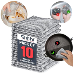 SHITHI KITCHEN MULTIPURPOSE REUSABLE WIRE DISHWASHING RAGS STAINLESS S