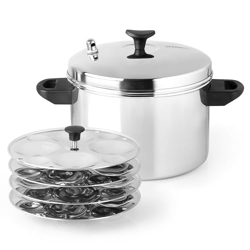SPRINGWAY Stainless Steel Idly Maker - 4 Plates, Energy Saving, Dishwa