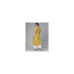 Floral Print A-Line Kurta with Buttoned Accent