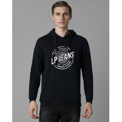 MEN TYPOGRAPHIC PRINT REGULAR FIT HOODED SWEAT'