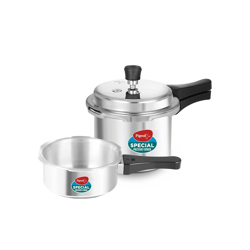PIGEON SET OF 2 ALUMINIUM OUTERLID PRESSURE COOKERS WITH NON-INDUCTION