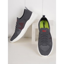 HRX by Hrithik Roshan Men Grey & Red Textured Contrast Sole Slip On Sn