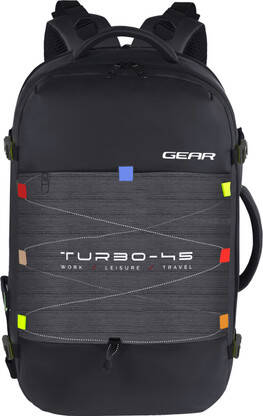 Gear Large 45 L Laptop Backpack Turbo Travel(Black)