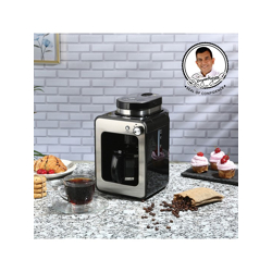 Black & Silver-Toned Bean-To-Cup Brew Coffee Maker with Grinder