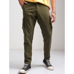 HIGHLANDER Men Olive Green Mid-Rise Slim Fit Cargos