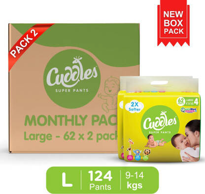 Cuddles - Super Pants Combo Pack - Large(62*2) - L(124 Pieces)