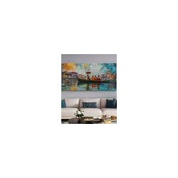 Banaras Ghats Framed Canvas Wall Art Painting