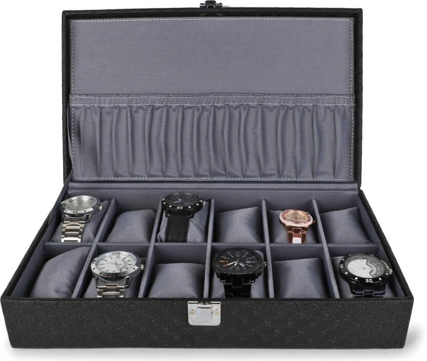 Men's and Women's Watch Box Holder Organizer Case in Black color in Wa