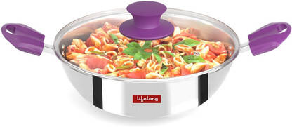 Lifelong LLTPK24 Triply Kadhai 24 cm diameter with Lid 2.5 L capacity(