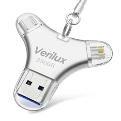 Verilux Pendrive 256GB 4 in 1 Flash Drive with Light-ning, Micro USB,