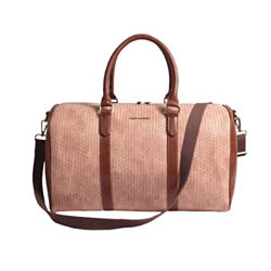 Gauge Machine Unisex Faux Leather Stylish Weave Duffle Bag (Nude_GMDFB