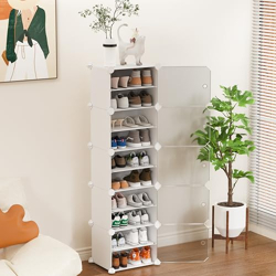 Homeland Plastic Shoe Rack - 10-White DIY Shoe Rack Organizer/Multi-Pu