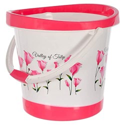 Kuber Industries Bucket|Plastic Bucket for Bathroom|Tulip Flower Bucke