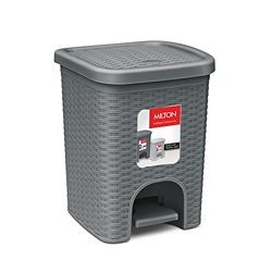 MILTON Step Up Pedal Plastic Dustbin with Inner Bucket & Lid, Hands Fr