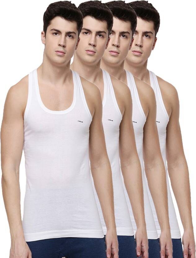 PACK OF 4 DOLLAR LEHAR COMBED COTTON MEN'S WHITE VEST MEN VEST