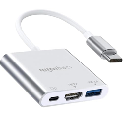 Amazon Basics 3-in-1 USB Type C to HDMI Adapter 4K@30Hz, 100W PD Fast