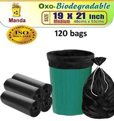 MANDA 19x21_4_ROL_black_a Medium 4 L Garbage Bag Pack Of 120(120Bag )