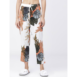 Tokyo Talkies Women Beige & White Printed Cropped Lounge Pants