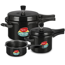Pigeon by Stovekraft Hard Anodised Aluminium Pressure Cooker Combo - 2