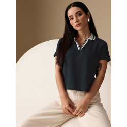 SELF DESIGN POLO COLLAR PURE COTTON SLIM FIT T-SHIRT