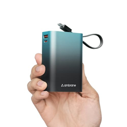 Ambrane 20000mAh Small Pocket Size Powerbank, Hanging InBuilt Type C C