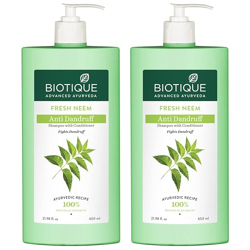 Biotique Fresh Neem Anti Dandruff Shampoo and Conditioner | Controls D