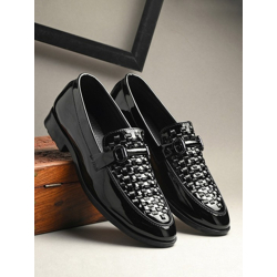 Men Textured Round Toe Slip-On Formal Loafers