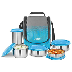 MILTON Tasty 4 Stainless Steel Lunch Box with 4 Containers, (1-200 ml,