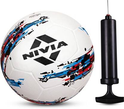 NIVIA Storm with Pump Football - Size: 5(Standard, Pack of 1, White, B