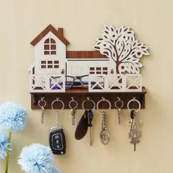 WEBELKART PREMIUM WOODEN HOUSE KEYS HANGER KEY HOLDER WITH MOBILE CHAR