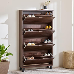 Home Centre Lewis Nxt 20 Pairs Shoe Cabinet - Brown - Engineered Wood
