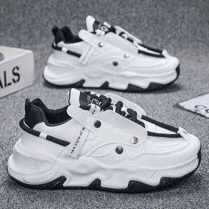 Men's Fashion Style Walking Lace-Up Outdoor Sneakers For Men(White, Bl