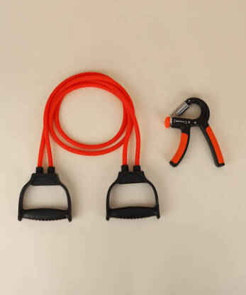 ADONYX Toning Tube with D Handle Fitness Rope and Hand Grip for Body W