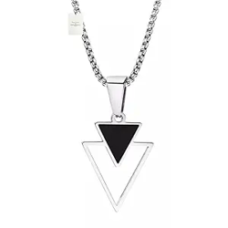Double triangle Black Grey Color Stainless Steel Geometric Interlockin