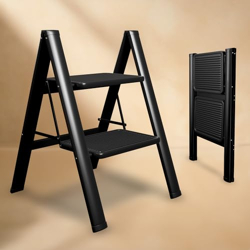Lifelong 2 Steps Steel Ladder for Home, Foldable & Portable Stairs, Ve