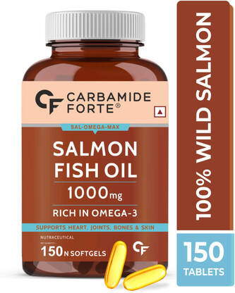 CARBAMIDE FORTE Salmon Fish Oil Omega 3 Capsules 1000 mg with EPA 180m