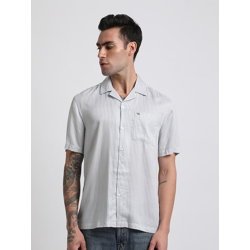 THE BEAR HOUSE Slim Fit Striped Cuban Collar Casual Shirt