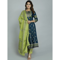 ETHNIC MOTIFS EMBROIDERED EMPIRE GOTTA PATTI ANARKALI KURTA WITH TROUS