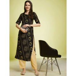Bandhani Printed Round Neck Straight Kurtas with Trousers