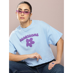 Typography Printed Drop-Shoulder Sleeves Pure Cotton Boxy T-shirt