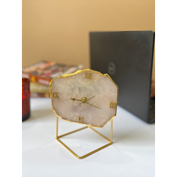 WHITE & GOLD-TONED CONTEMPORARY QUIRKY AESTHETIC TABLE CLOCK