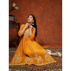 ETHNIC MOTIFS EMBROIDERED GEORGETTE A-LINE CHIKANKARI KURTA WITH DUPAT