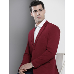 Men Self Design Slim-Fit Single-Breasted Blazer