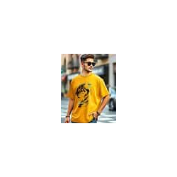 MEN GRAPHIC PRINT LOOSE FIT ROUND-NECK T-SHIRT