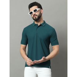 Men Polo Collar Moisture Wicking Applique T-shirt