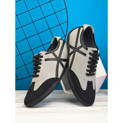 The Lifestyle Co. Men Black Lightweight Round Toe Sneakers