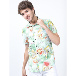 HIGHLANDER Men Green Floral Printed Casual Shirt